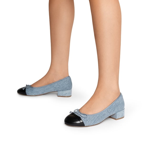 Bow Ballet Pumps - DENIM BLUE BLACK - 2